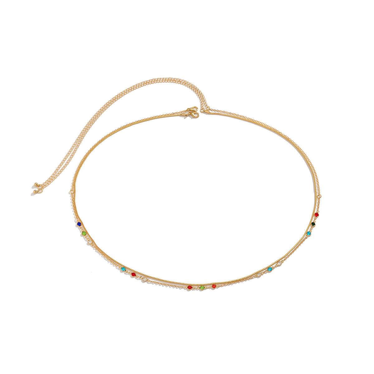 

Accessories, simple sequined box chain mixed and matched body chain female, sexy metal chain set waist chain