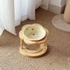 Anti Vomiting Ceramic Cat Bowl 15 Degree Inclined Anti Slip Cat Feeding Station Flower Shaped with Wooden Stand
