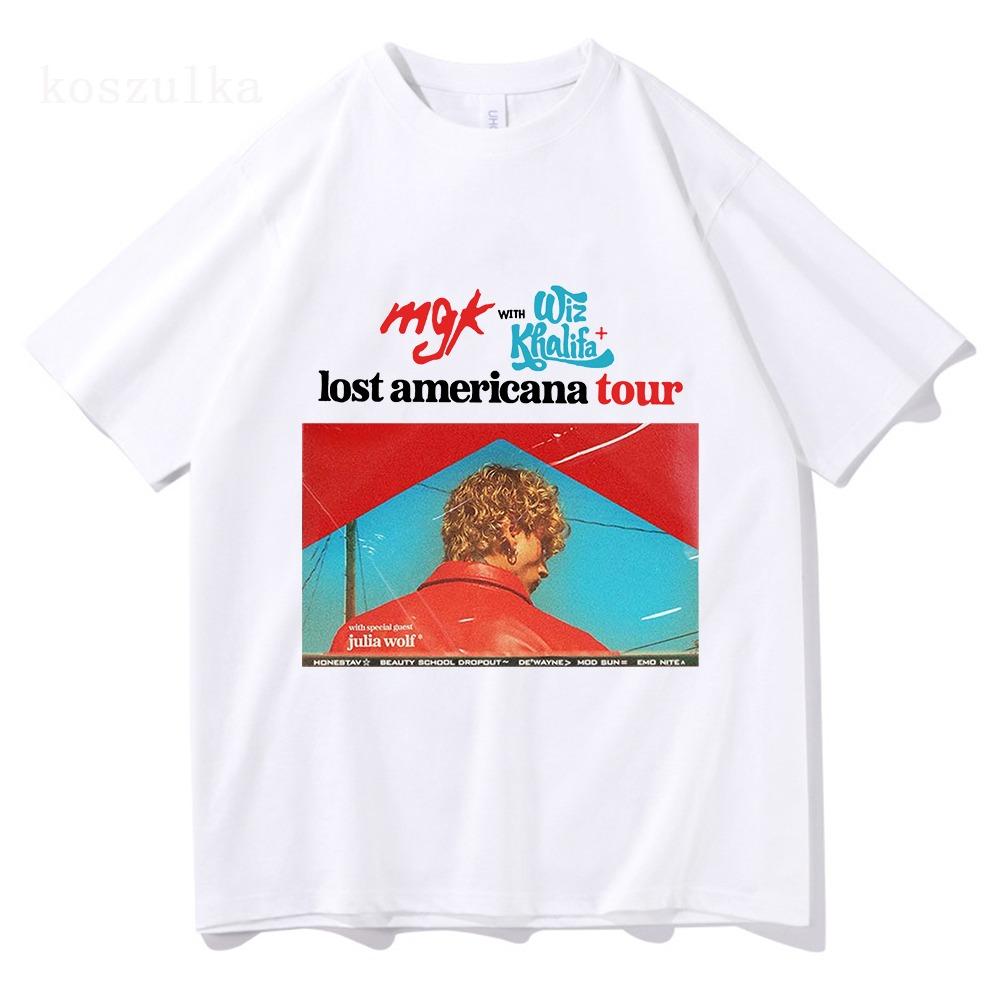 MGK Lost Americana Tour T-shirt Machine Gun Kelly Singer Graphic Tshirt Cotton Short Sleeve Men Women T Shirt Streetwear