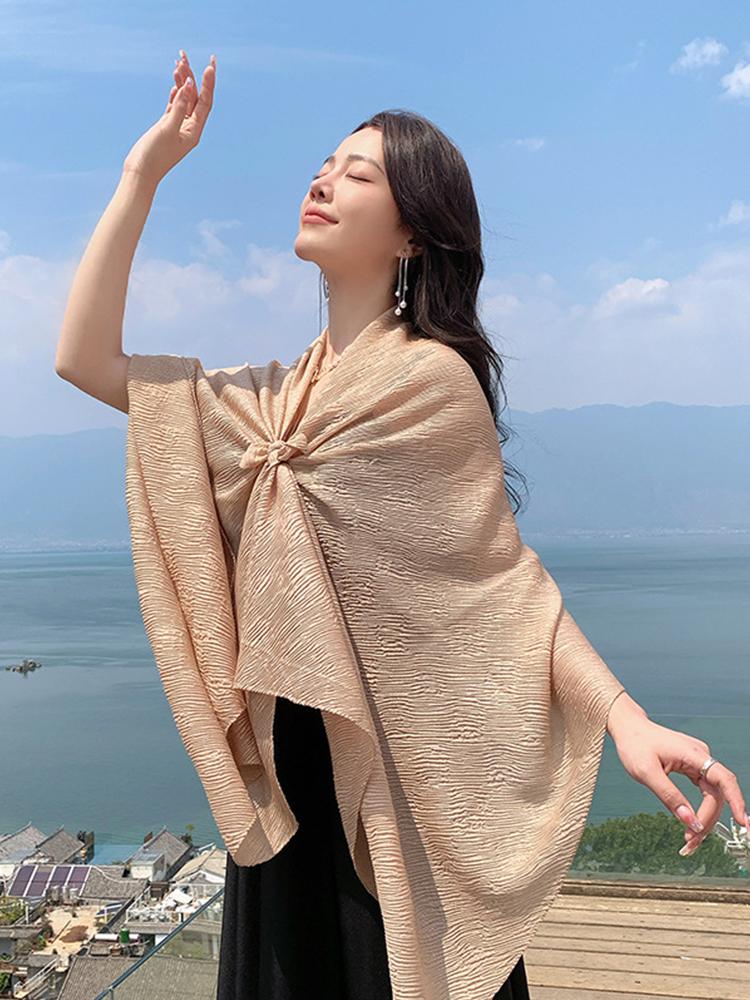 New Cotton Linen Elegant Solid Women Silk Scarf Beach Wrap Shawl Lady Musulman Femme Hijab Bandana Mujer Vacation Scarve Pareo