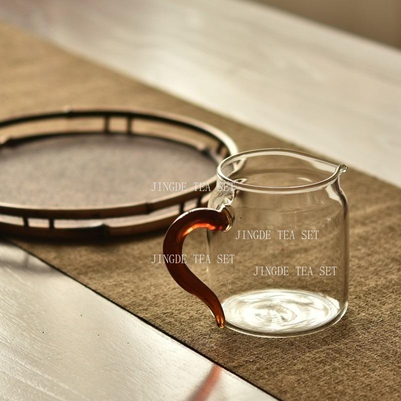 465ml Heat-resistant and High-temperature Glass Cup Thickened Teaset Circular Tea Filter Tea Separator Tea Set Accessories