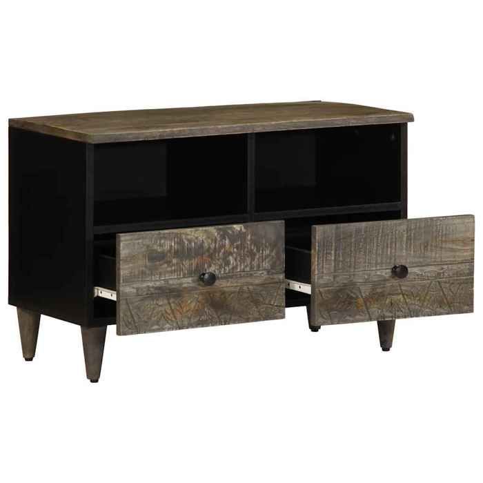 VidaXL TV Cabinet Light Grey 70x33.5x46 Cm Solid Mango Wood, TV Bench, Hi-fi Cabinet, Entertainment Center, Sideboard 4017793