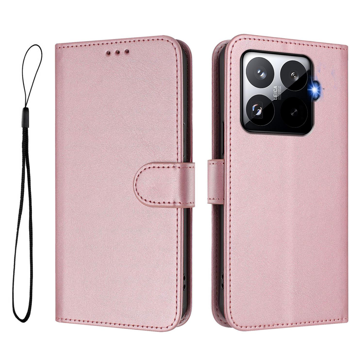 

Для Xiaomi 15T Pro Чохол-гаманець з RFID-блокуванням, Шкіра теляти з текстурою, Підставка, Чохол для телефону зі шнурком Pink