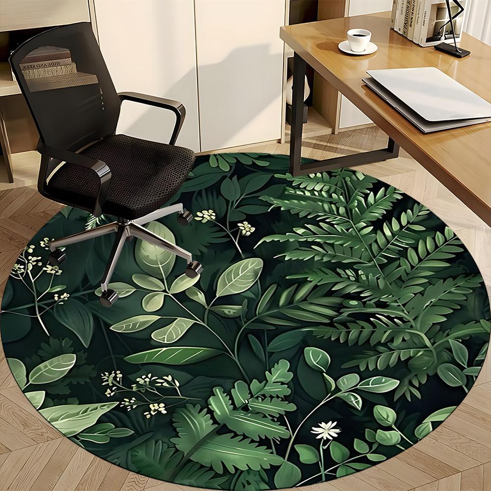 1pc Forest Nature Office Round Area Rug, Indoor Mat Suitable For Office, Under Office Chairs Bedroom Living Room Home Decor, Room Deco