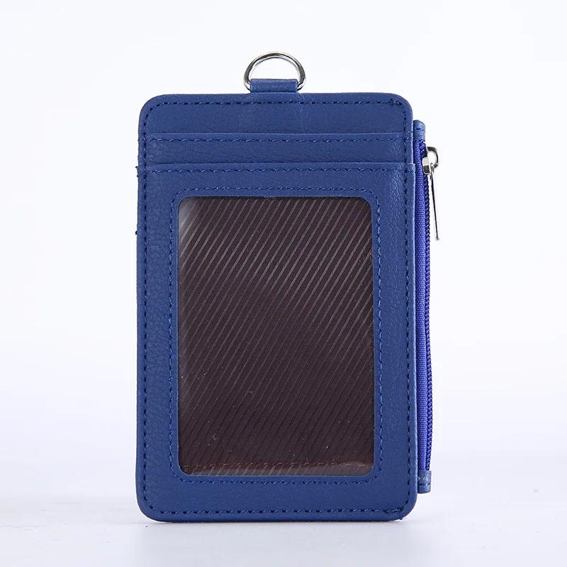

Solid Color PU Leather Card Holder Credit Card Wallet Mini Slim Wallet Card & Id Holders Man Business Zipper Coin Purse синий