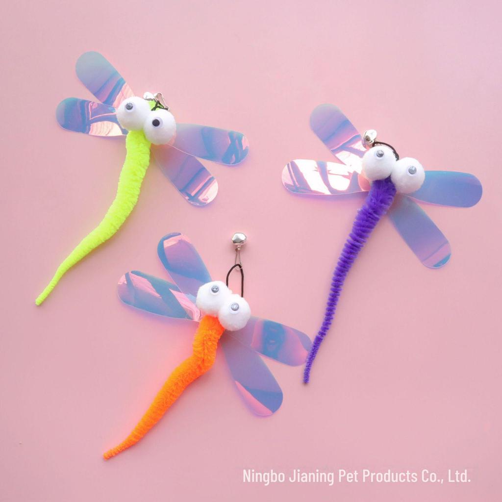 "Interactive Cat Toy Set with Butterfly & Dragonfly Sounds, Replacement Heads, and Insect Designs for Self-Entertainment"