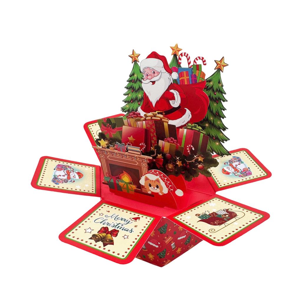 Christmas Santa -up Hexagonal 3D Greeting Card Ornaments