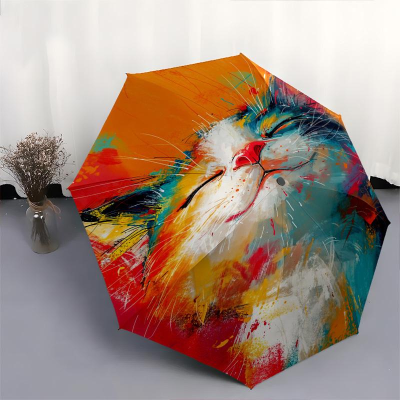 Abstract Art, Colorful Painting- Automatic Umbrella, Four Seasons Portable Folding Umbrella, Suitable for Men and Women, Travel, Daily Compa