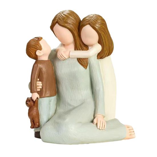 Figurka Aniołka Dziewczynki z Żywicy Statua Rodzinna Matka Córka Syn Rzeźba Dekoracja Ornament na Biurko do Domu Biura Salonu