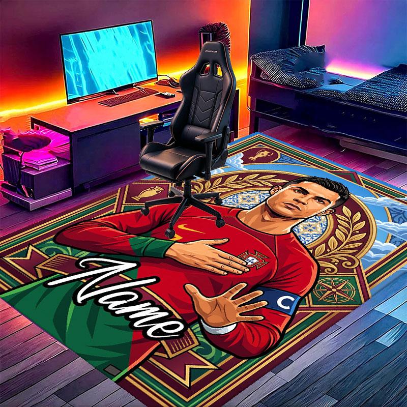Custom Name Personalized Cristiano Ronaldo Print Carpet, Versatile Home Decor Rug, for Playroom, Apartment, Balcony, Entryway, Hallway Gift