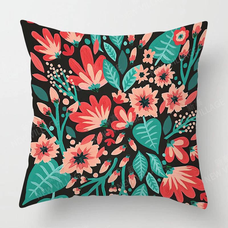 Home Decor Colorful Floral & Nature Pattern Pillow Covers Pattern Cushion Cover Suitable for Sofa Bedroom Car Pillow Cover