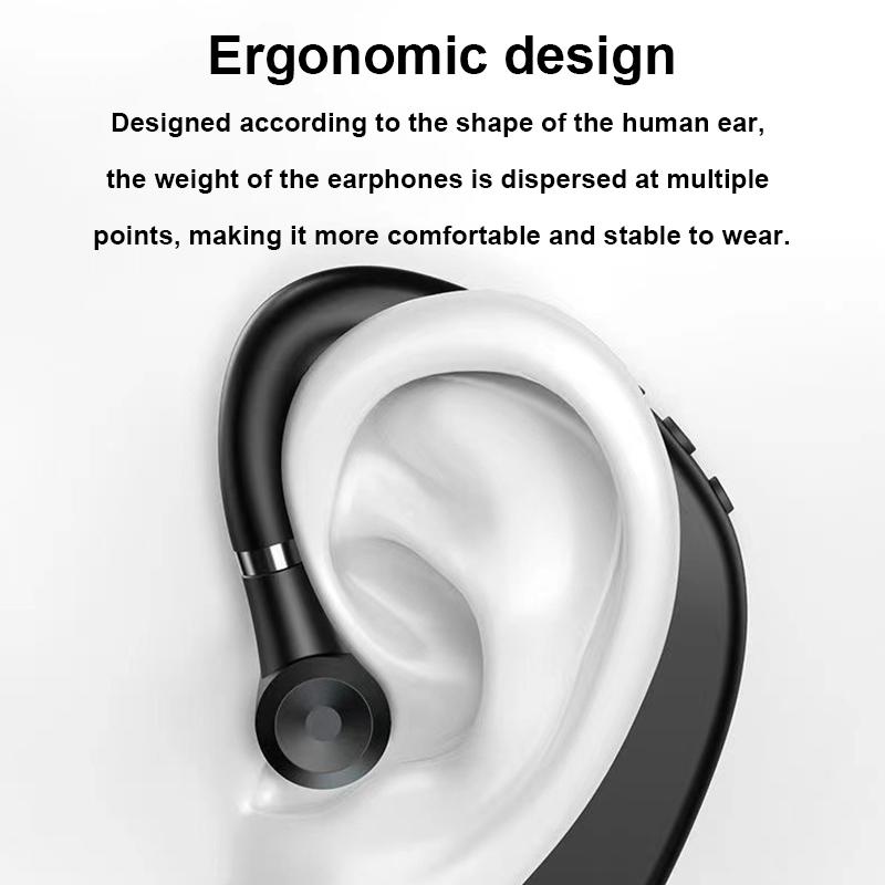Bluetooth Earphone Single-ear Wireless Headphone In-ear ENC Noise Cancelling Earbuds HD-Call HiFi Headset Sport Works Handsfree