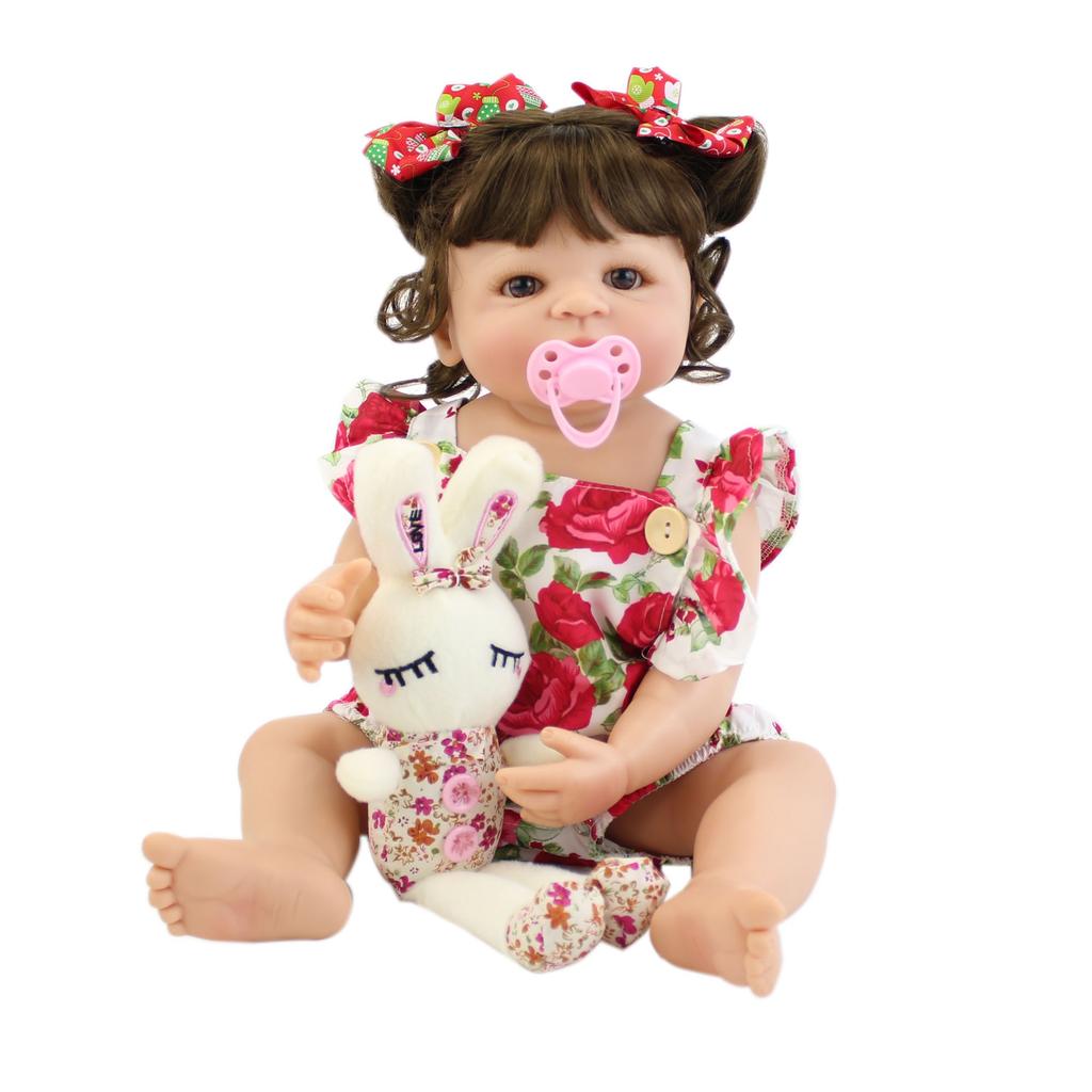 BZDOLL 55cm Full Silicone Reborn Baby Doll Toy Girl Boneca Vinyl Newborn Princess Toddler Bebe Alive Birthday Gift Shower Toy