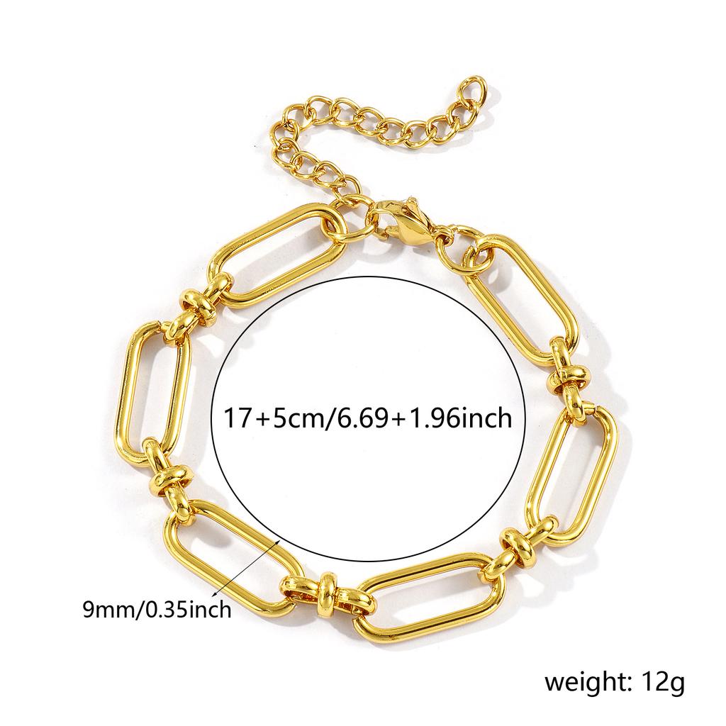 1 Piece Fashion304 Stainless Steel Handmade 18K Gold Plated Oval Link Chain Bracelets For Women Men Gift 17cm(6.7") long