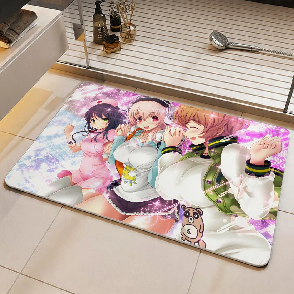 Character S-Super Sonico Floor Mat Eco Diatomite Antibacterial Odor-Resistant Floor Mat & Drain Pad for Kitchen & Bathroom