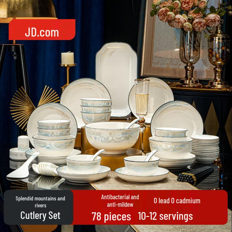 Jingdezhen Ceramic Dinnerware Set - Splendid Rivers & Mountains