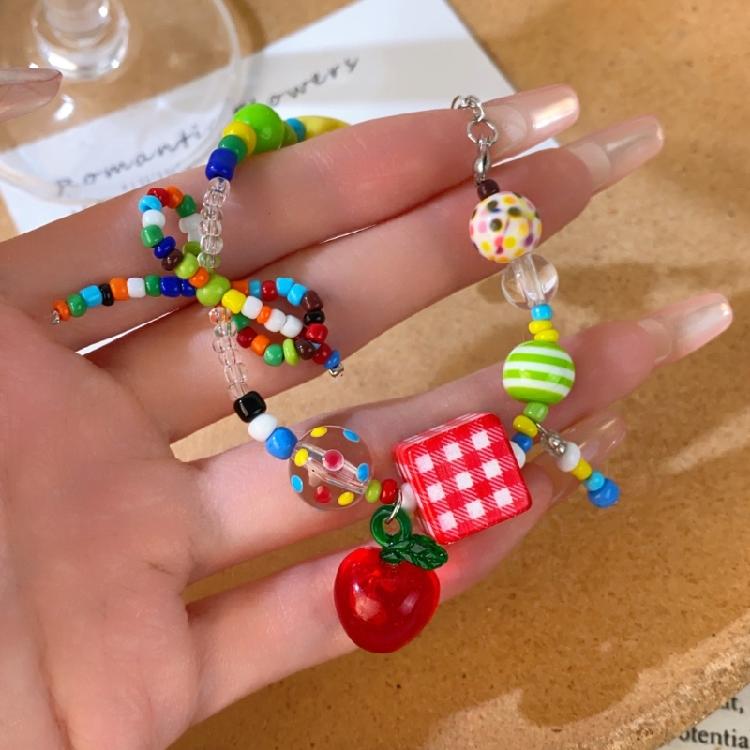 Handmade Colorful Necklace/Bracelet Fashionable Choker with Dainty Bowknot and Star Pendant Rainbow Beaded Jewelry