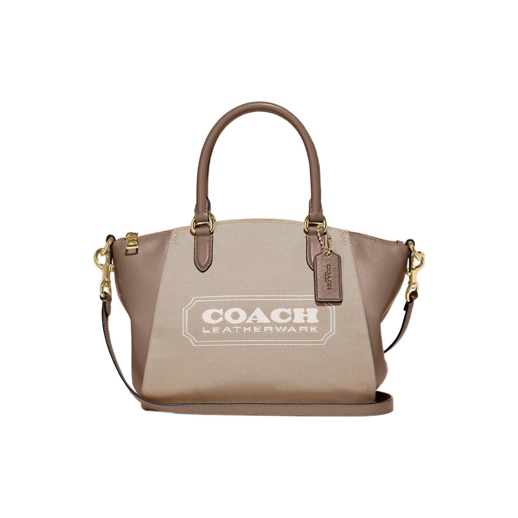 

Новая тканевая сумка COACH Elise с отделкой из телячьей кожи, сумка через плечо, сумка кроссбоди, портфели, средний размер, женская, хаки C9079-GDU1J 24.1*11.4*21.1CM