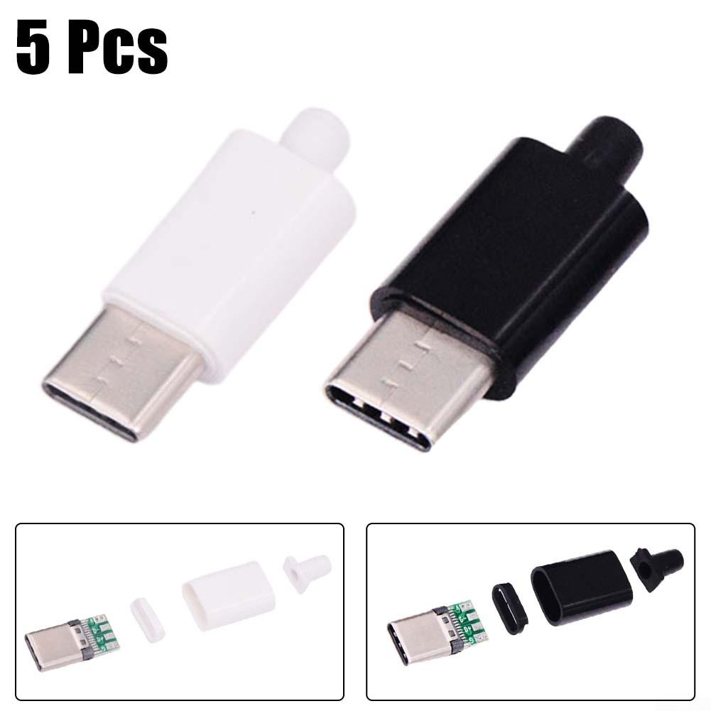 Secure Connection USB3 1 Type C Male Connector with Black/White Shell 5pcs