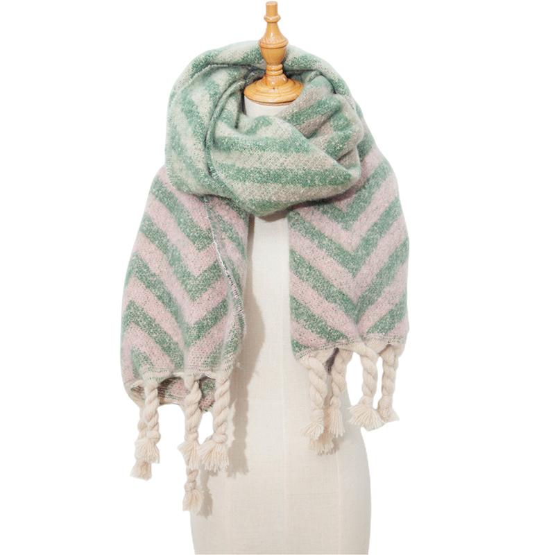 New Imitation Cashmere Women Scarf Winter Preppy Style Striped Tassel Pashmina Mujer Femme Foulard Bufanda Wrap Shawl Men'S