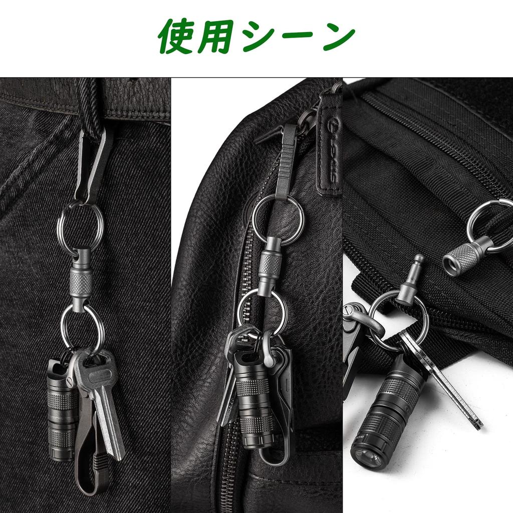 TIMULTI Titanium Detachable Quick Release Key Ring with Detachable 4 Split Rings Keychain, Carabiner, Keychain, Compact, Lightweight,