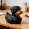 Quirky Pet Lover Gift 3D Printed Rottweiler Dog Duck Figurine, Funny Creative Animal Desktop Decor Ornament, Entry Car Ornament Decoration Decorative