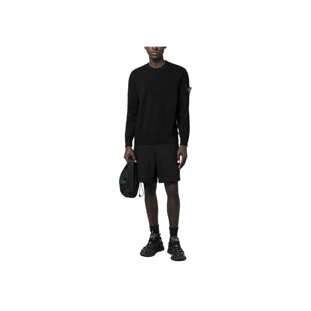STONE ISLAND Compass Motif Crewneck Jumper Black Men Tops 7815515B3-V0029