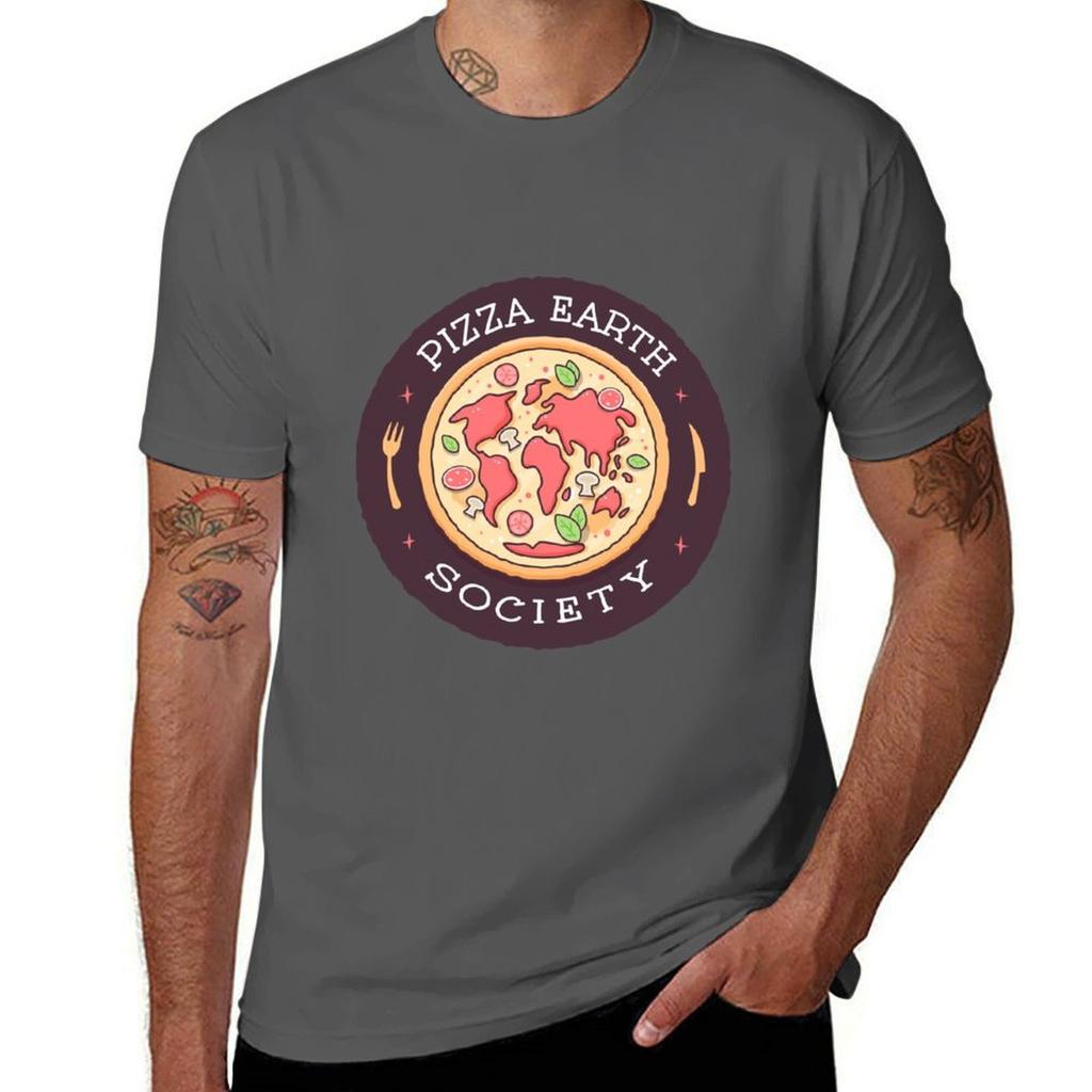 Pizza Earth Society T-Shirt man t shirt summer essential t shirt funny t shirts dark humor T-Shirt