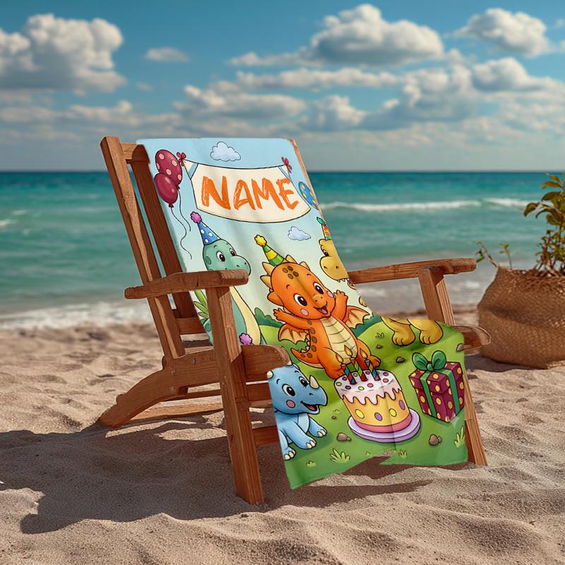 Personalisierbares Ultra-Weiches Strandtuch mit Dinosaurier-Thema, Ideal für Pool - Camping, Tauchen - Perfekter Reisebegleiter, Lebendiges Strandtuch.