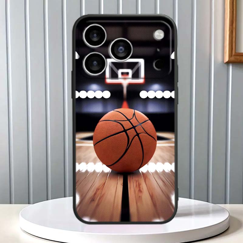 Sport Basketball Cool Für Apple iPhone 17 16 16E 15 14 13 12 11 Pro Max Plus Schwarz Weiches Silikon Handyhülle