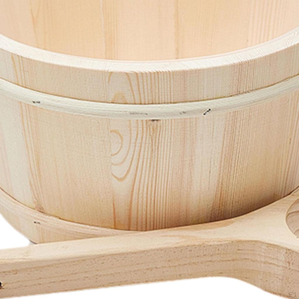 Sauna Wooden Bucket with Ladle Water Accessories Handle for Bathroom
