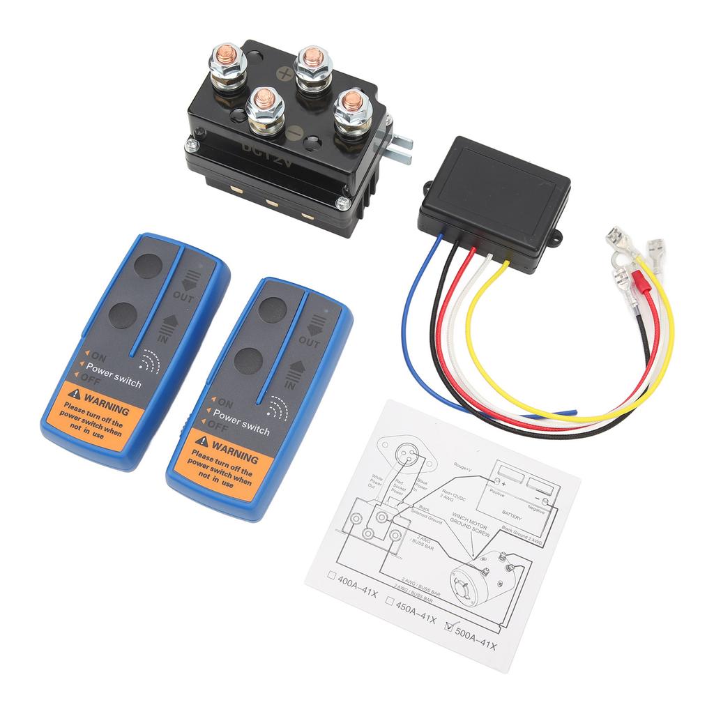 Wireless Winch Remote Control Kit 500A Winch Solenoid Relay Contactor for 8000lbs to 12000lbs ATV UTV Winch DC 12V