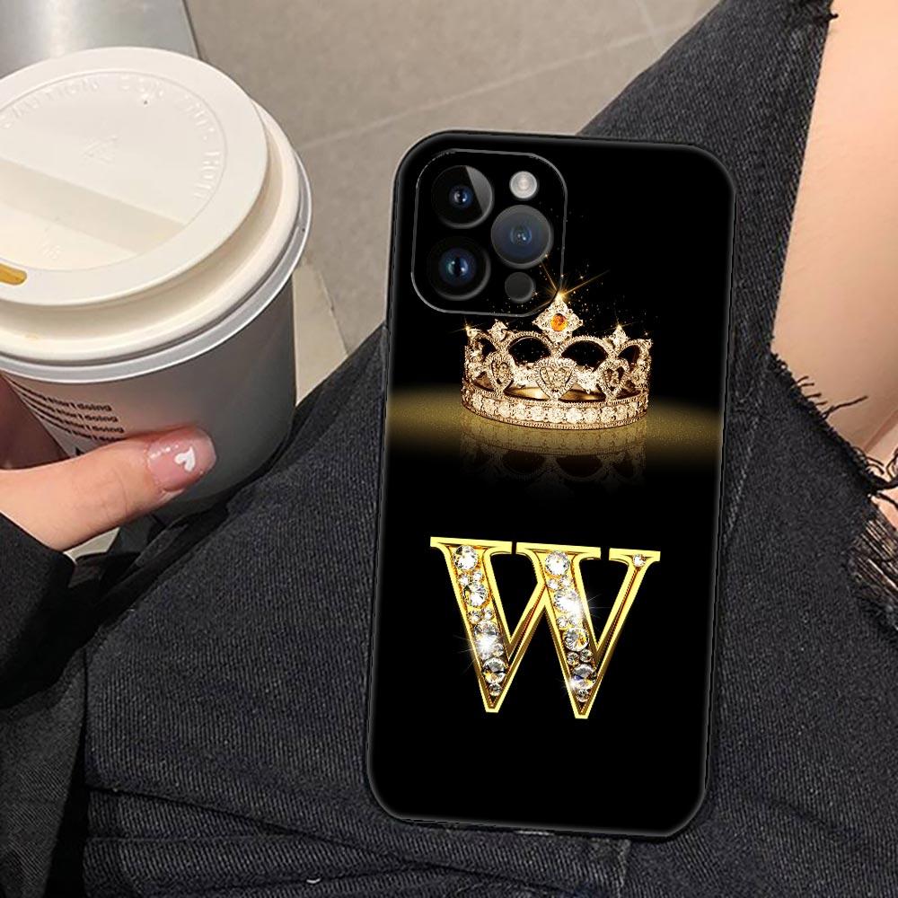 

Чехол для телефона Rose Gold Diamond Crown 26 Letter для Apple iPhone14 13 12 11 Pro Max Mini 8 7 SE XR XS Plus Max Cover Fundas Coques iPhone 14 Pro Max