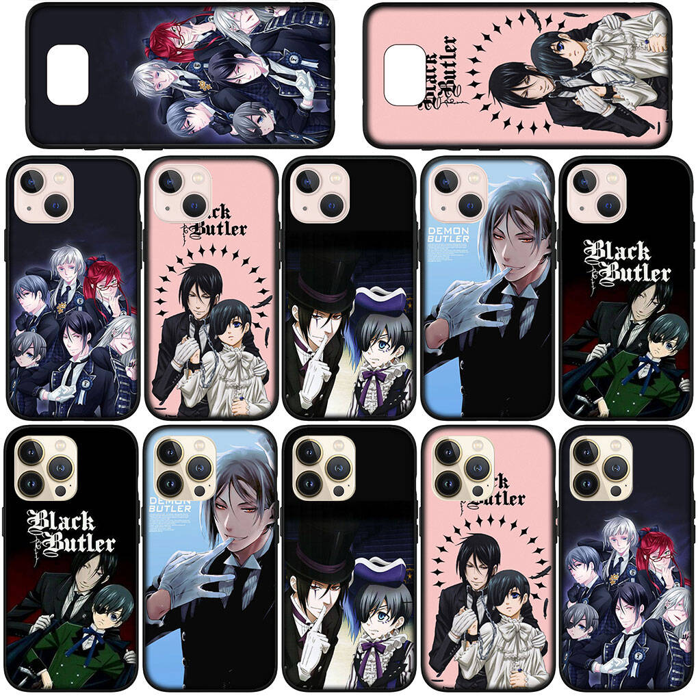 Phone Case for Samsung Galaxy S25 S23 S22 S21 S10 S24 Ultra FE A05 A06 A15 A16 A36 A37 A35 A54 A55 A56 A57 A25 A26 A53 A17 Cartoon Black Butler Cover