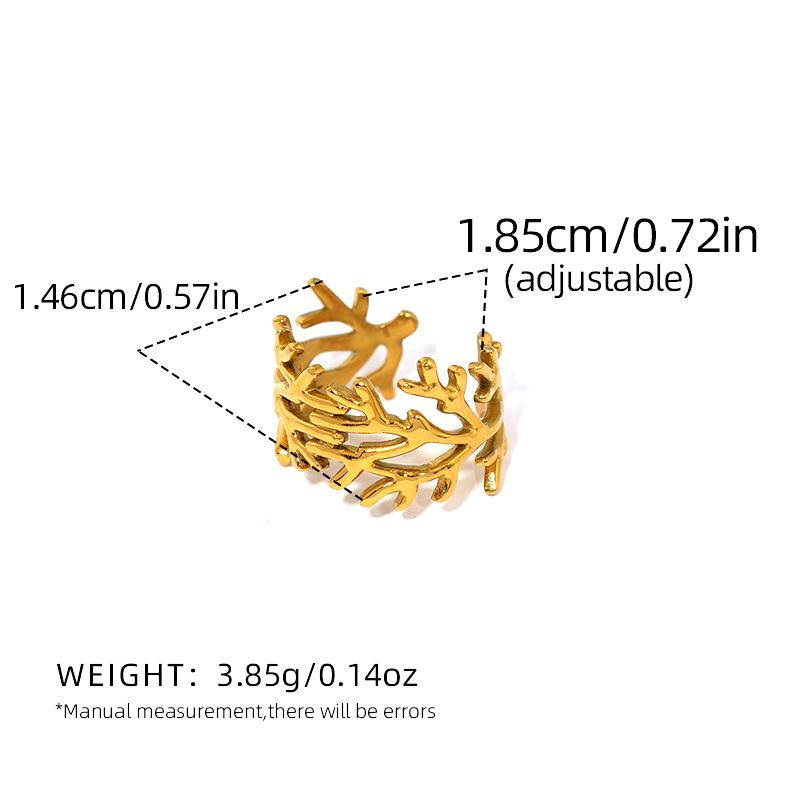 

Minimalist Hollow Tree Branch Earclip Gold Color Plated Stainless Steel Stackable Rings For Women s Waterproof Jewelry resizable
