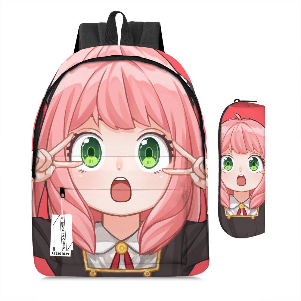 Spy Play House Cartoon Backpack Elementary And Secondary School Children'S School Bag Digital Full Printing Backpack Pencil Case