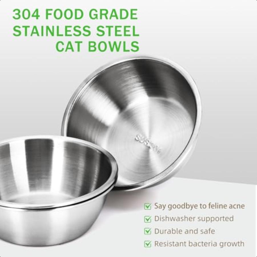 Upgraded Elevated Cat Food Bowl 15 Tilt Stand AntiVomit Elevated Cat Food Bowl 3 Stainl Steel for Feeding and Drinking Pet Feed