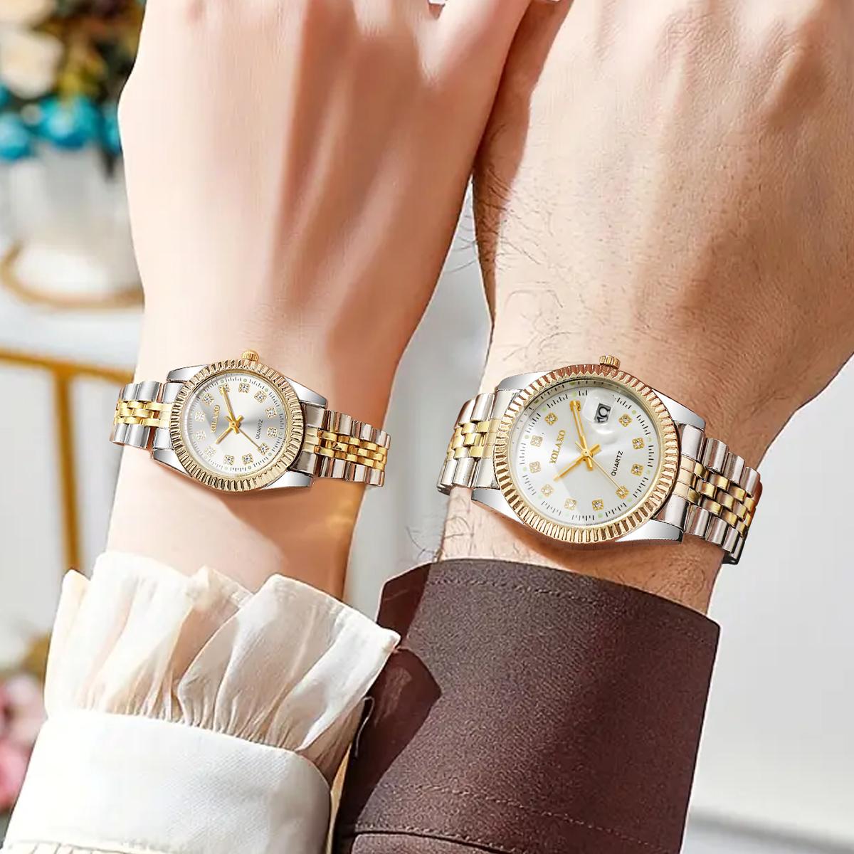 Dai Lanfu Women's 2Pcs/Set Couple Men's Watches Classic Fashion Scale Dial Trend Casual Quartz Watch ( Box Not Included)