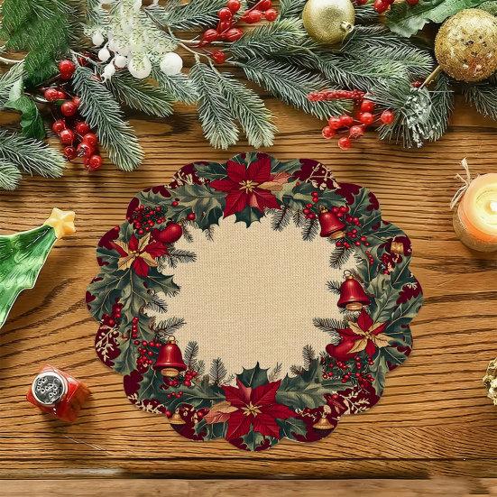 Tapis décoratif d'isolation thermique Rond Set de table de Noël, 14 pouces Motif festif Antidérapant Protecteur de table, Protecteur de table pour maison de vacances Endroit pour