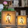 Retro Calligraphy Photo Frame Night Light - Handmade DIY Creative Tabletop Decor & Custom Gift