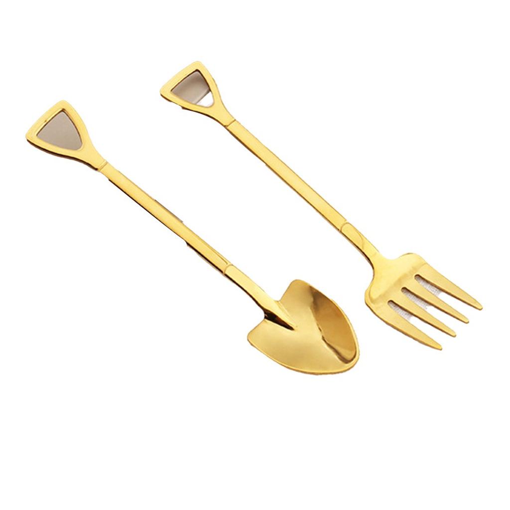 Ice Cream Spoon Set Fruit Pitchfork Retro Shovel Small Stainless Steel Stirring Tools Coffee Dessert Fork High Quality