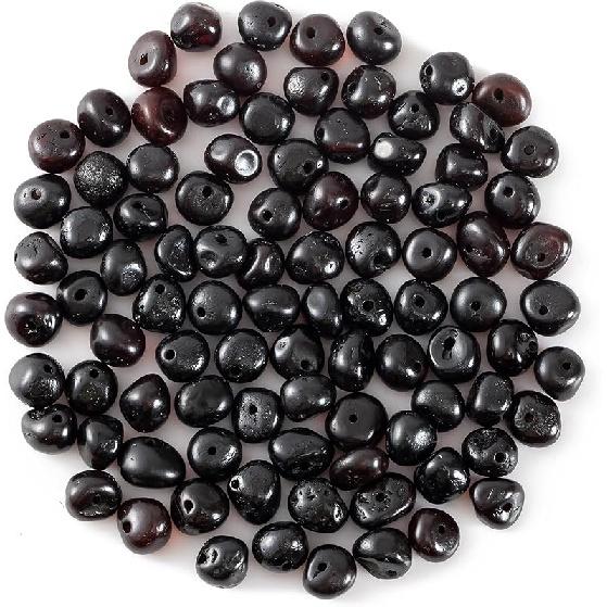 Baltic Polished Amber Loose Bead with drilled Hole - 10 Grams - 6-8 mm - Cognac