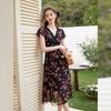 Elegant V-Neck Floral Print Maxi Dress