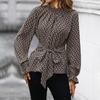 YYFS Women's Fashion Casual Spring Autumn Leopard Print Long Sleeve O-Neck Blouses & Shirts