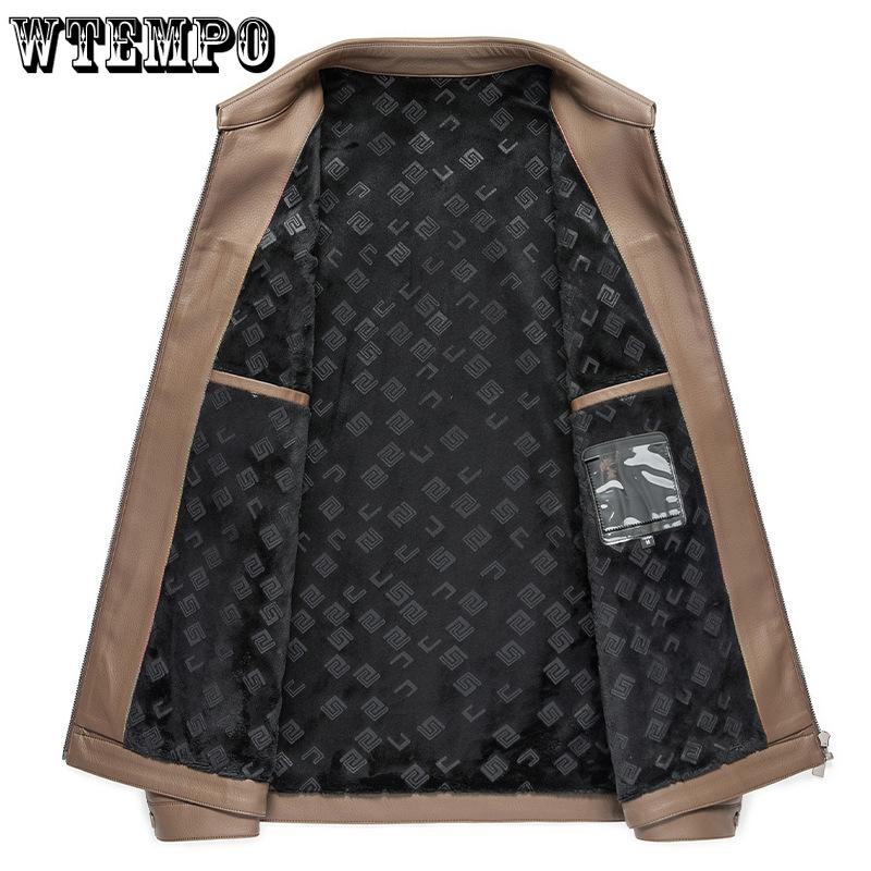 Men's Leather Jacket Middle-aged Men's Short Leather Lapel Leather Jacket High-end Padded and Thickened Jacket