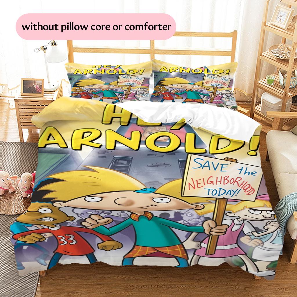 Hey Arnold Pattern Bedding Home Decoration Birthday Gift (1 * duvet cover + 2 * pillowcase, without core)