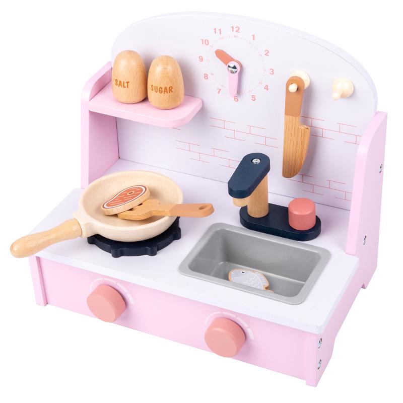 Holz Spielküchenherd & Kochgeschirr Set