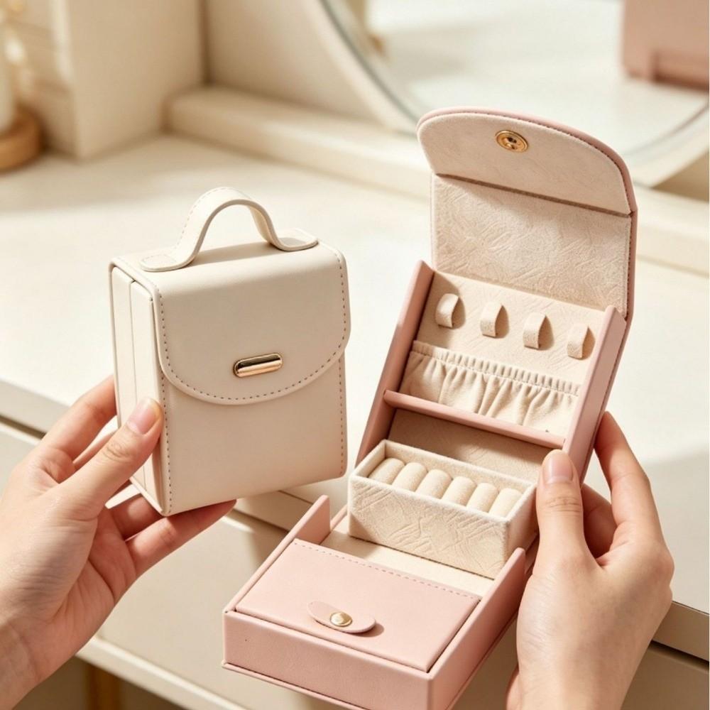 Large Capacity Jewelry Storage Box PU Jewelry Organizer Light Luxury Necklace Organizer for Home