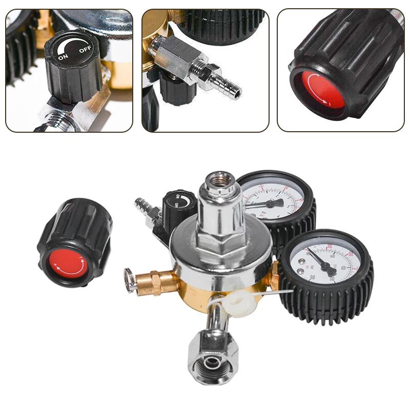 CO2 Gas Bottle Regulator Carbon Dioxide Pressure Reducer Valves For Beverage Beer W21.8 Double Gauge Regulator Welding Gauge