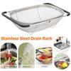 Stainless Steel Colander Strainer with Expandable Handles Collapsible Filter Basket Rectangular Fine Mesh Sieve Kitchen Supply